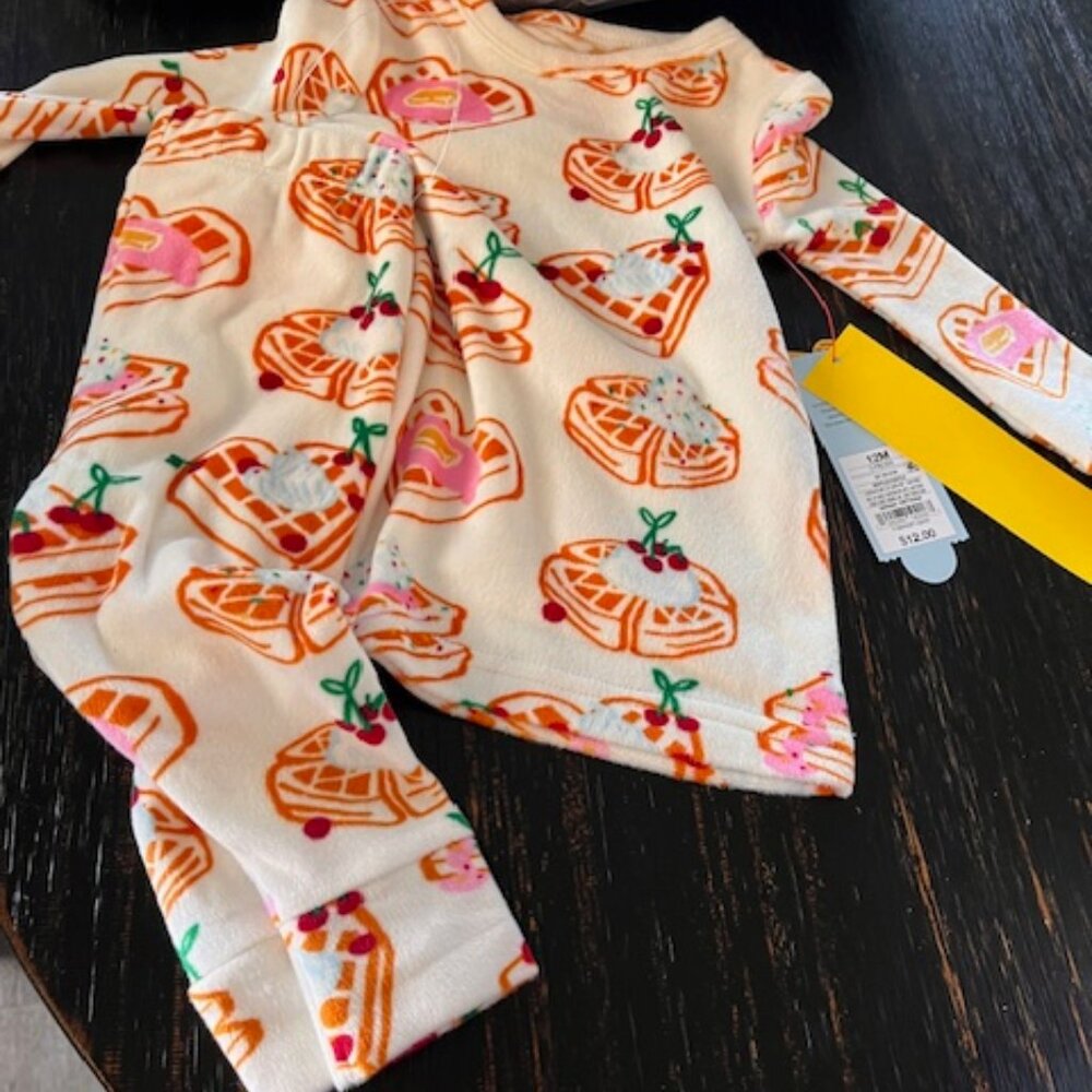 Cat & Jack Waffle Snuggly soft 2pc Pajama Set -off white Size 12M